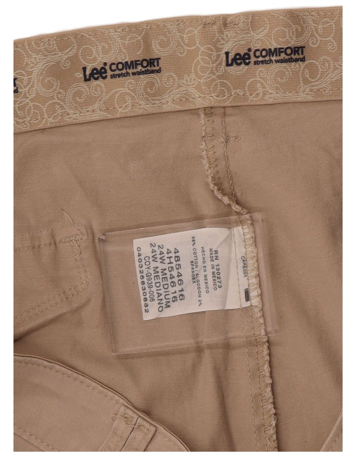Lee Womens Comfort Fit Casual Trousers US 24 4XL W48 L30 Beige Cotton
