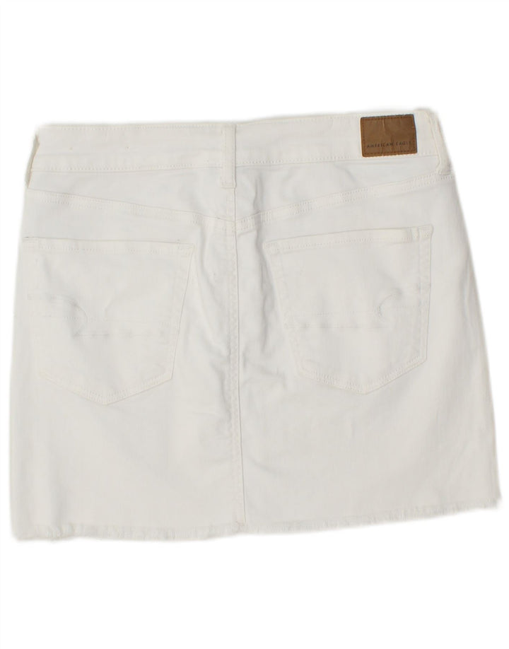 AMERICAN EAGLE Womens Mini Denim Skirt UK 14 Medium W30  White Cotton