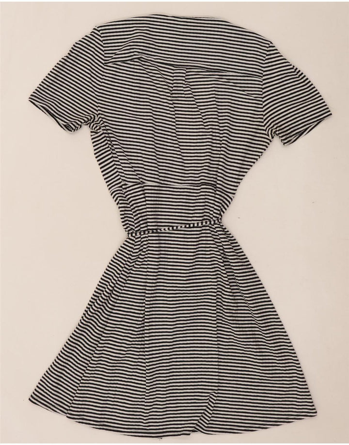 Topshop Womens Wrap Dress UK 10 Small Black Striped Polyester