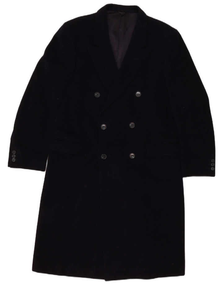 Sespi Mens Double Breasted Coat UK 38 Medium Navy Blue Virgin Wool