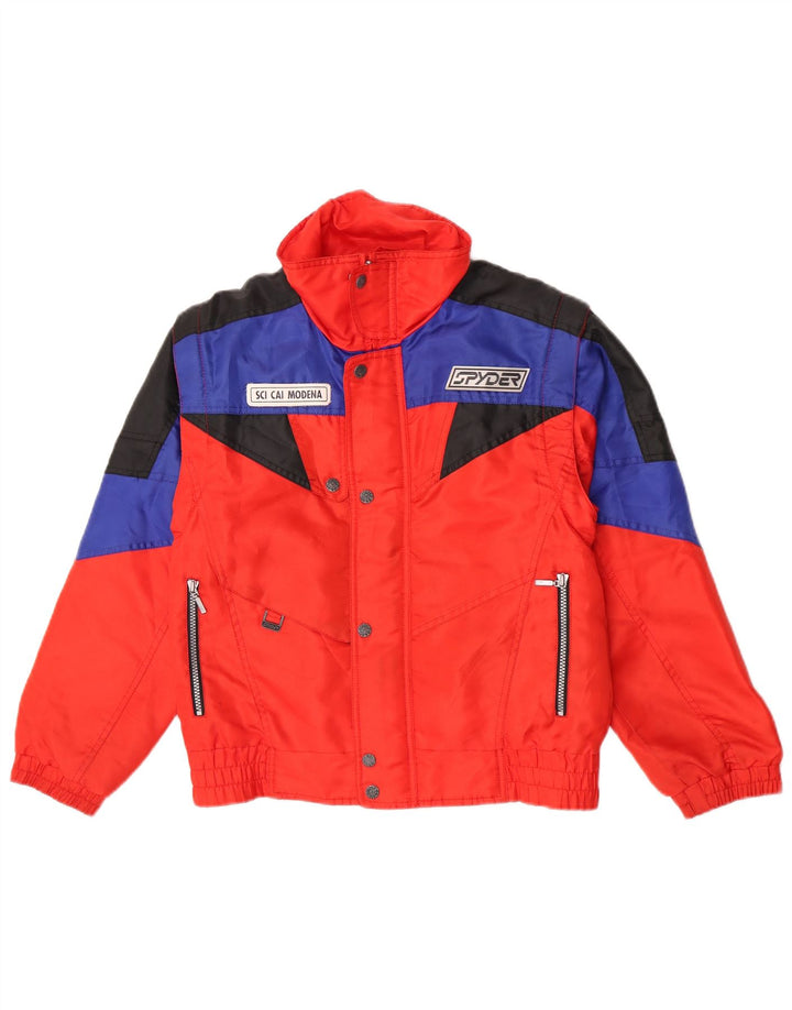 Spyder Boys Hooded Ski Jacket 11-12 Years Red Colourblock Polyester