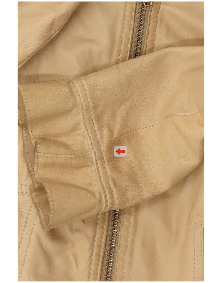 Valentino Womens Crop Leather Jacket IT 40 Small Beige Leather