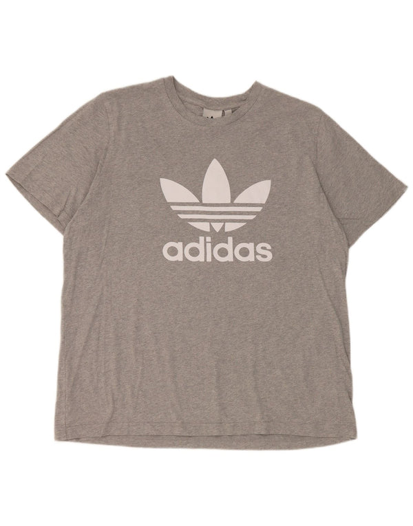 Adidas Mens Graphic T-Shirt Top XL Grey Flecked Cotton