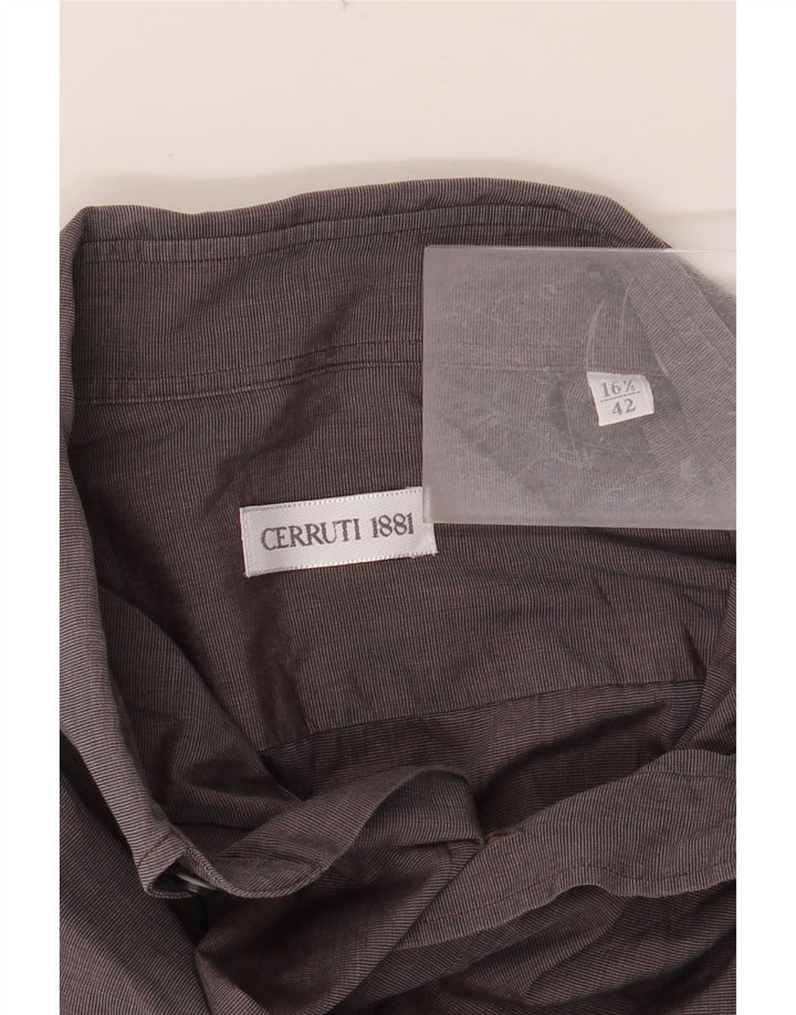 CERRUTI 1881 Mens Shirt Size 42 16 1/2 Large Brown Pinstripe