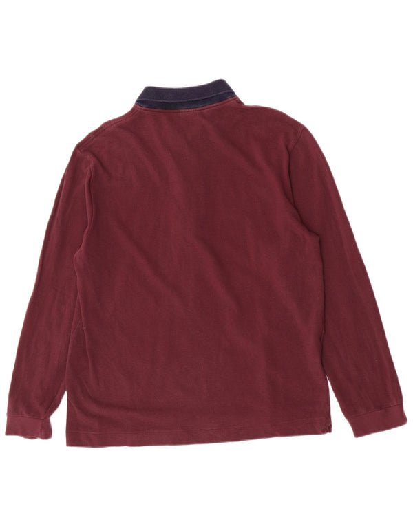 Lacoste Mens Long Sleeve Polo Shirt Size 5 Large Burgundy Colourblock