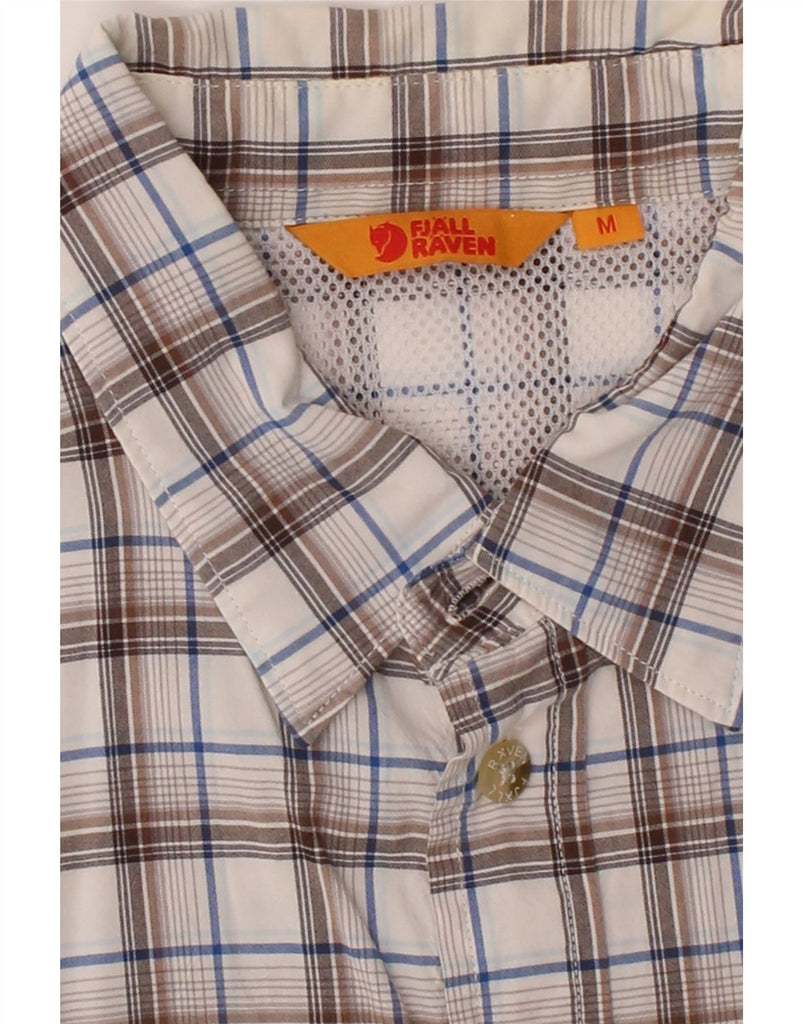 FJALL RAVEN Mens Short Sleeve Shirt Medium White Check Polyester Vintage Fjall Raven and Second-Hand Fjall Raven from Messina Hembry 