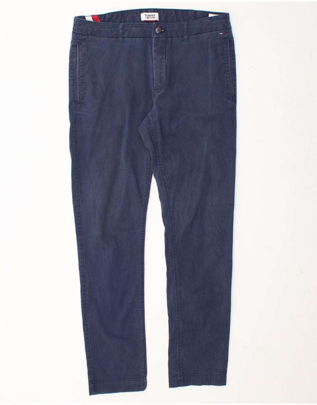 TOMMY HILFIGER Mens Slim Chino Trousers W32 L30 Navy Blue Cotton