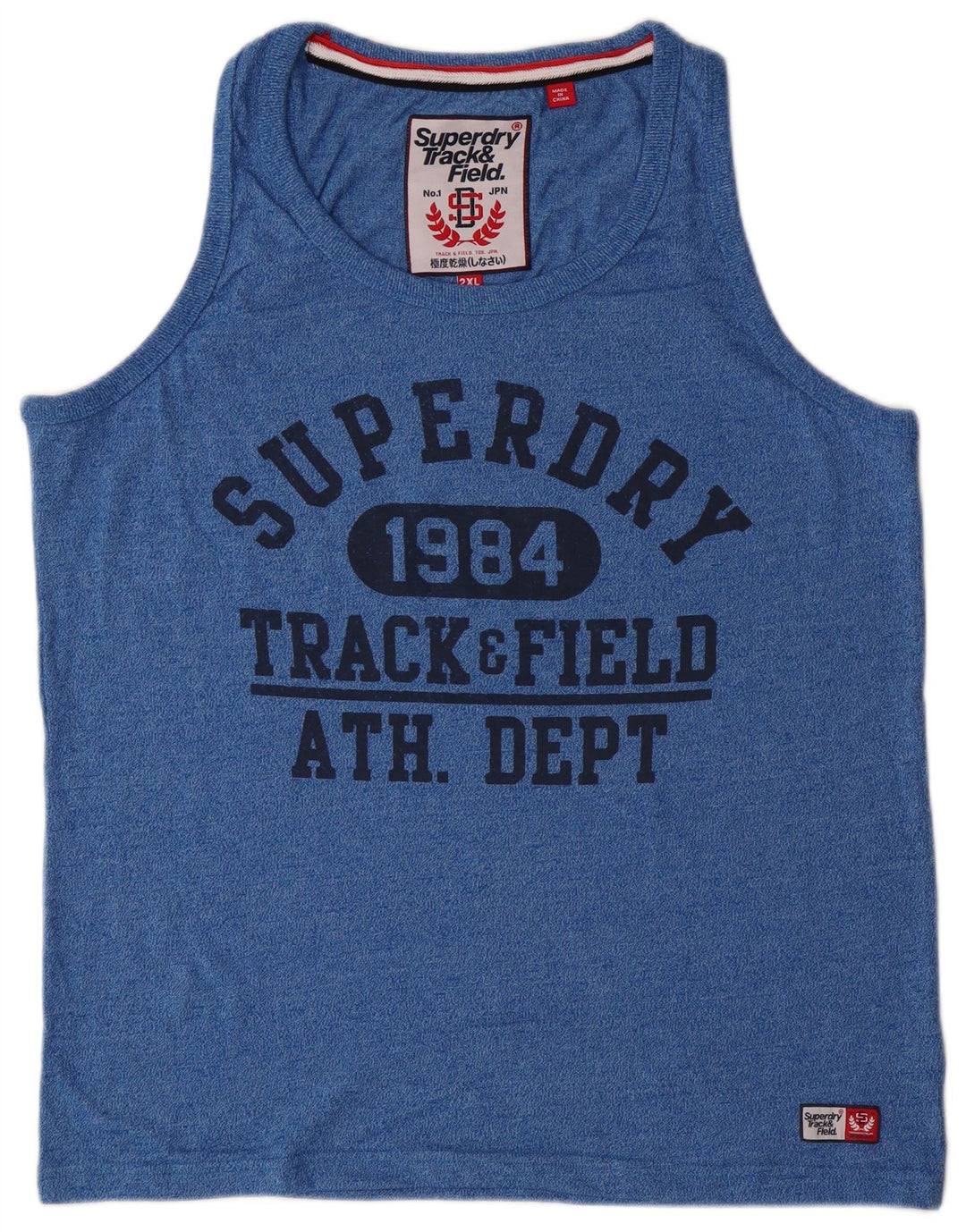 SUPERDRY Mens Graphic Vest Top 2XL Blue Cotton
