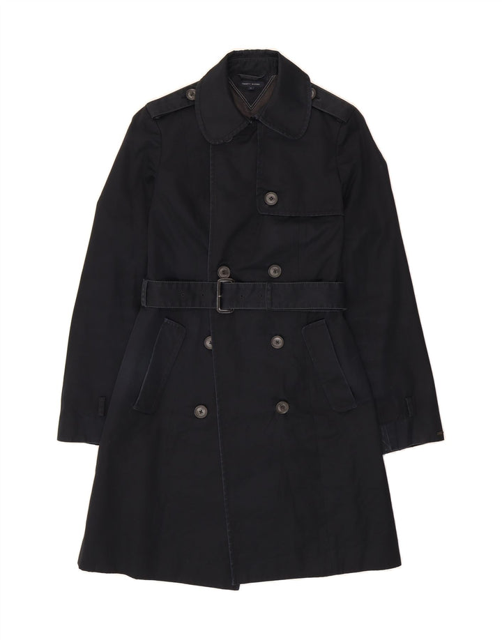TOMMY HILFIGER Womens Trench Coat UK 14 Medium Navy Blue Cotton Vintage Tommy Hilfiger and Second-Hand Tommy Hilfiger from Messina Hembry 