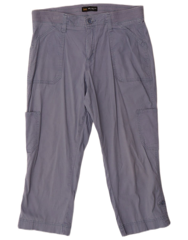 Lee Womens Mid Rise Relaxed Fit Capri Trousers US 8 Medium W32 L21 Blue