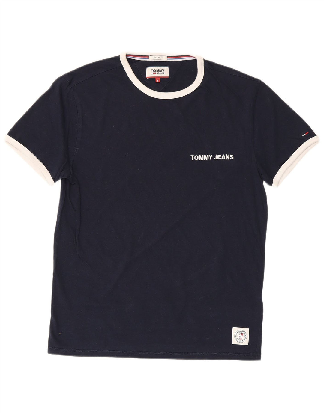 Tommy Hilfiger Mens Regular Fit T-Shirt Top Small Navy Blue Cotton