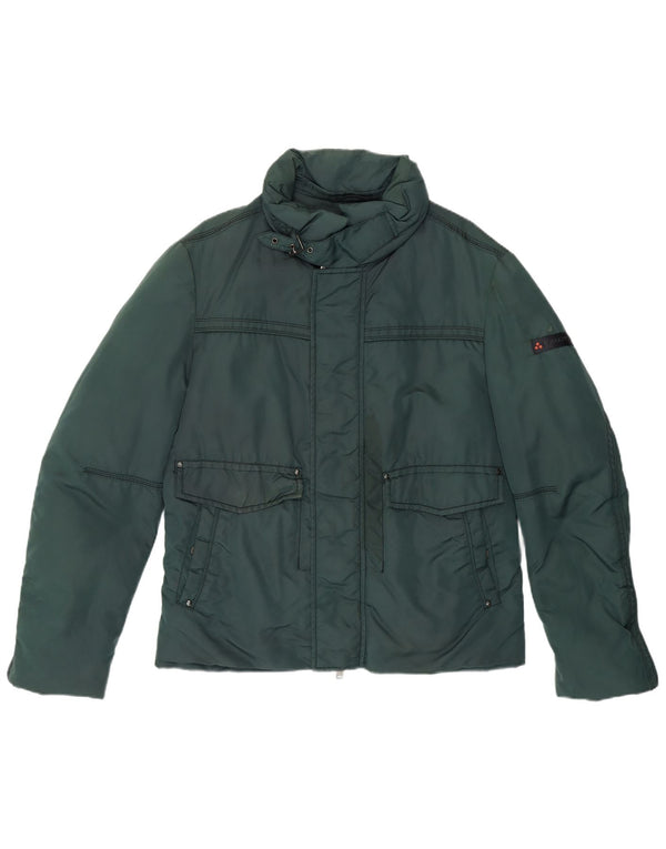 PEUTEREY Mens Padded Jacket EU 52 Large Green Polyamide