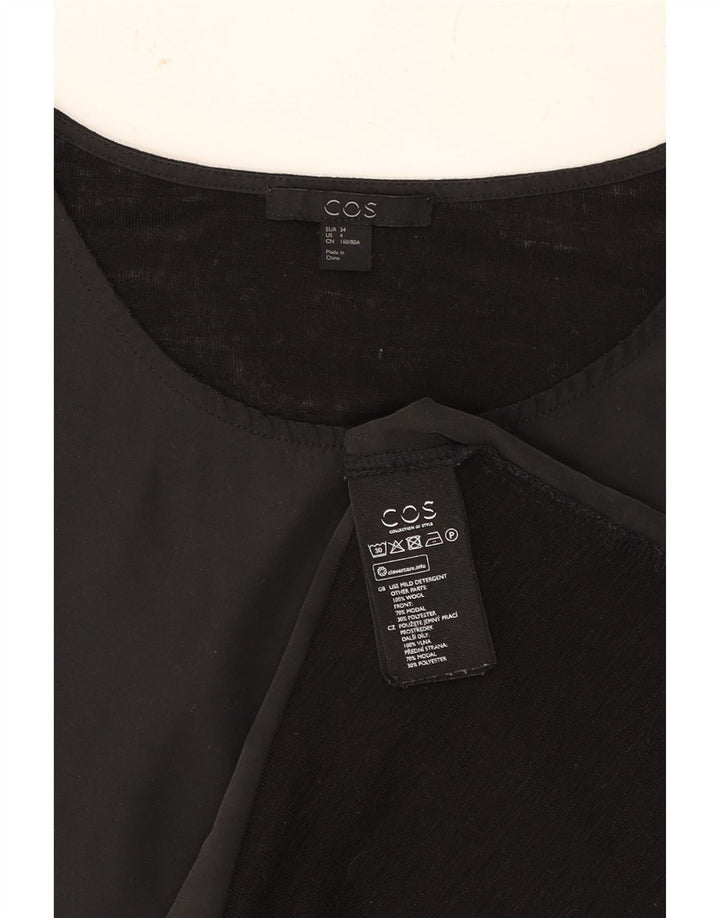 COS Womens Top Long Sleeve EU 34 XS Black Modal Vintage Cos and Second-Hand Cos from Messina Hembry 