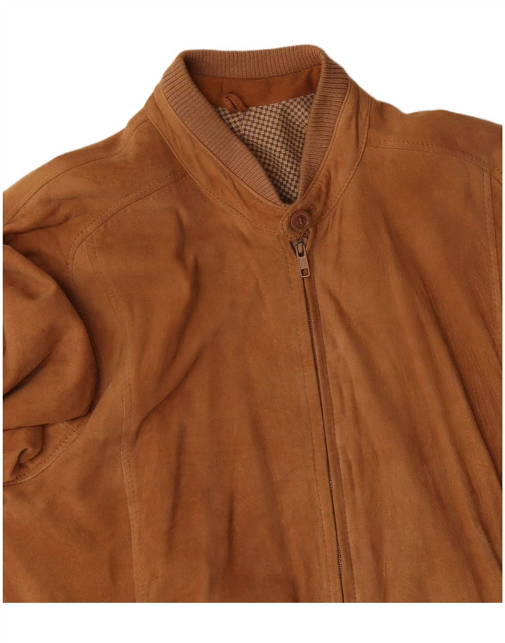 Vintage Mens Suede Bomber Jacket UK 38 Medium Brown