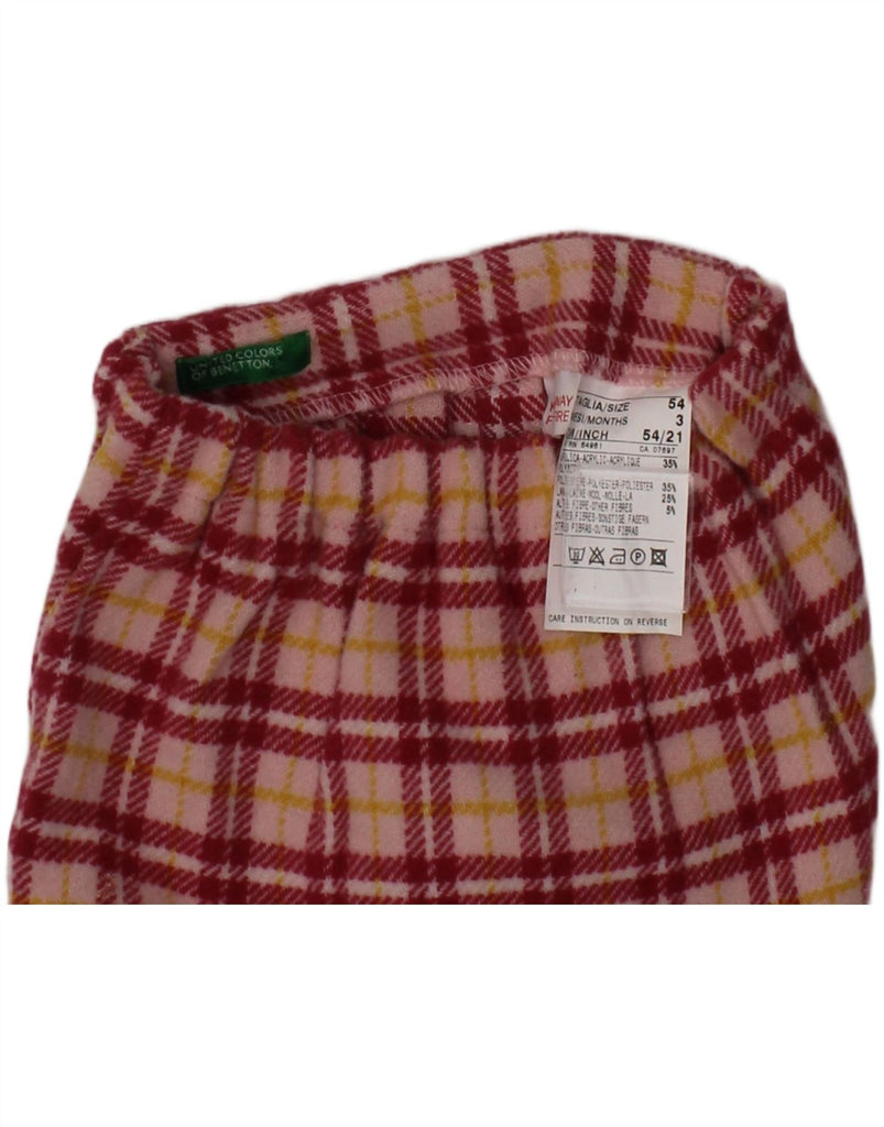 BENETTON Baby Girls A-Line Skirt 0-3 Months W18 Pink Plaid Acrylic Vintage Benetton and Second-Hand Benetton from Messina Hembry 