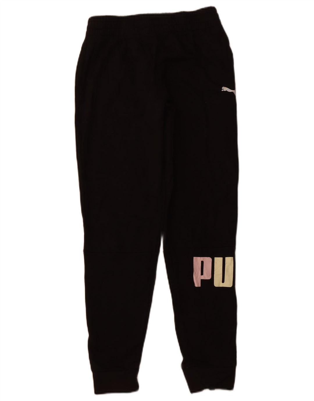 PUMA Girls Graphic Tracksuit Trousers Joggers 15-16 Years XL Black