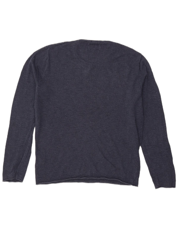 Tommy Hilfiger Mens Crew Neck Jumper Sweater Medium Navy Blue Cotton