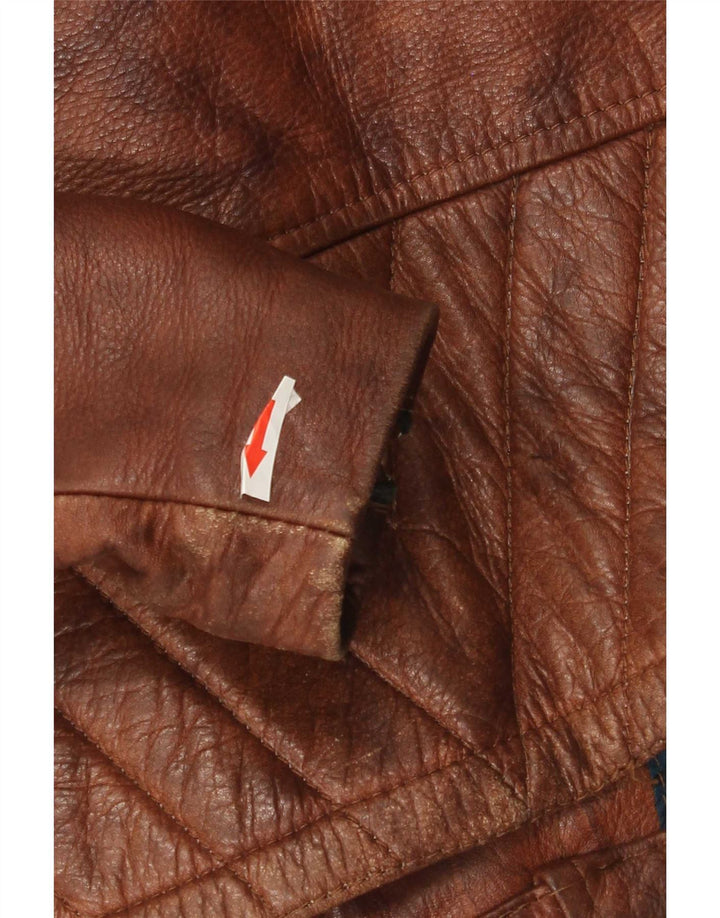 Easyriders Mens Leather Biker Jacket UK 36 Small Brown