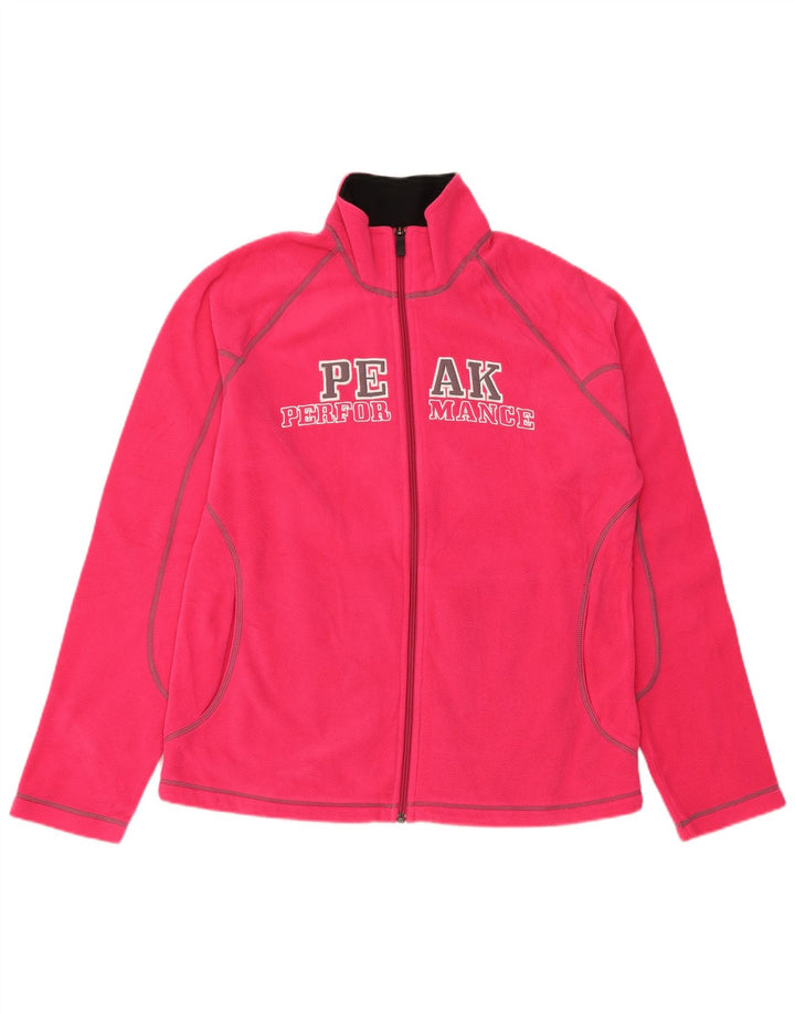 PEAK PERFORMANCE Womens Graphic Fleece Jacket UK 18 XL Pink Polyester