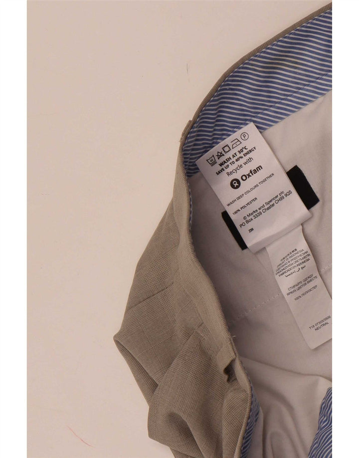 Marks & Spencer Mens Straight Suit Trousers W38 L33 Beige Polyester