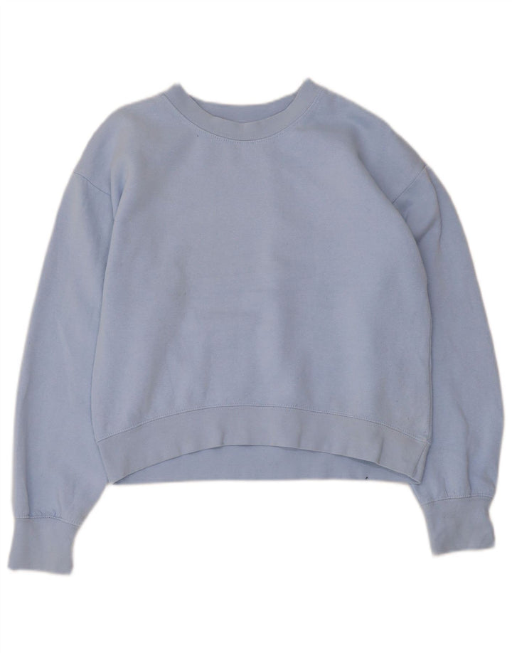 Zara Womens Crop Sweatshirt Jumper UK 10 Small Blue Polyester