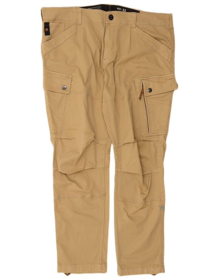 G-STAR Mens Straight Cargo Trousers W40 L32 Beige