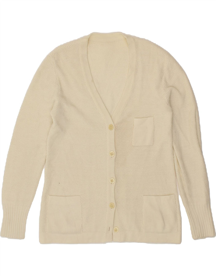 VINTAGE Womens Cardigan Sweater UK 14 Medium Beige Vintage Vintage and Second-Hand Vintage from Messina Hembry 
