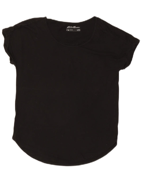 EDDIE BAUER Womens Oversized T-Shirt Top UK 6 XS Black Cotton
