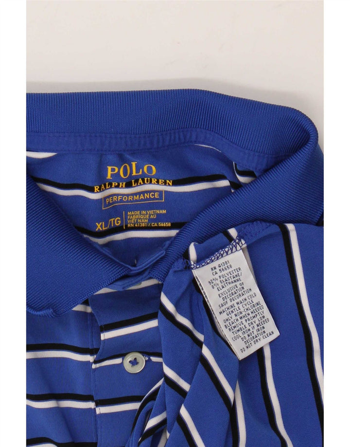 Polo Ralph Lauren Mens Shirt XL Blue Striped Polyester