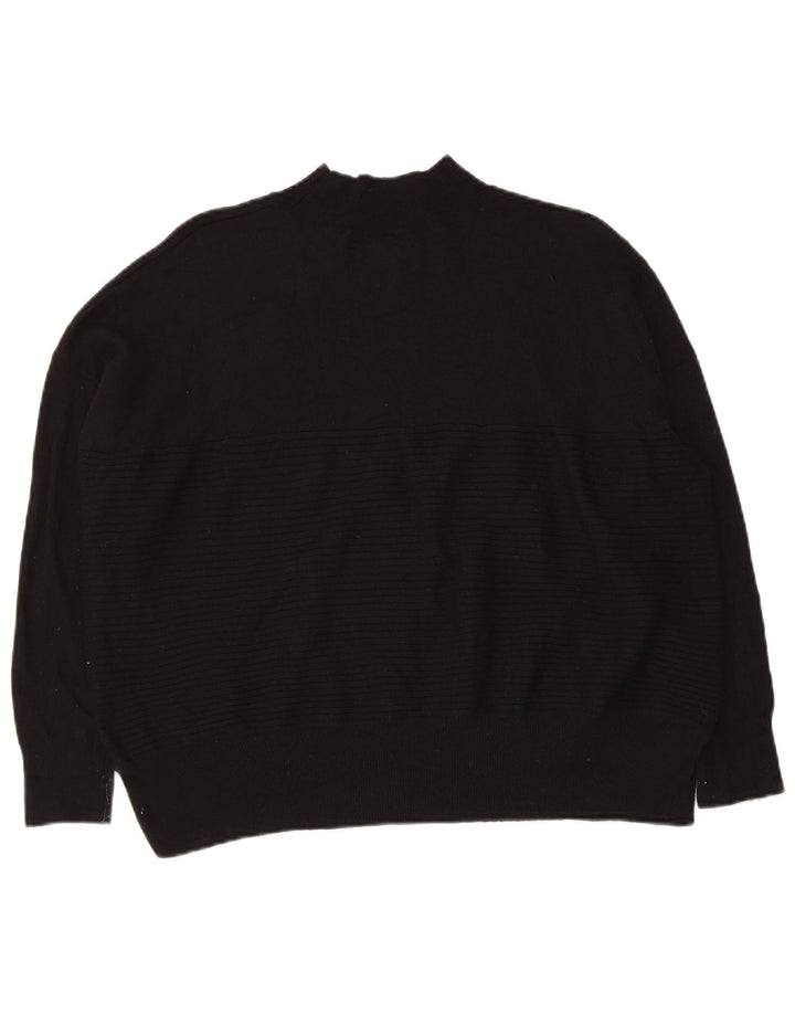 Superdry Womens Oversized Turtle Neck Jumper Sweater UK 10 Small Black