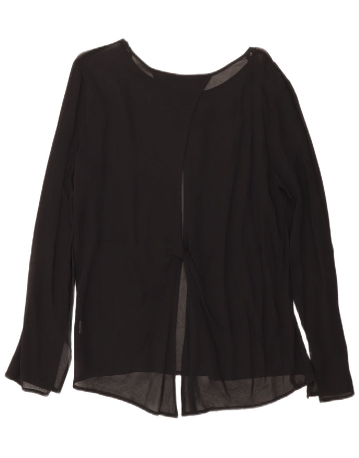 Zara Womens Long Sleeve Blouse Top UK 14 Large Black