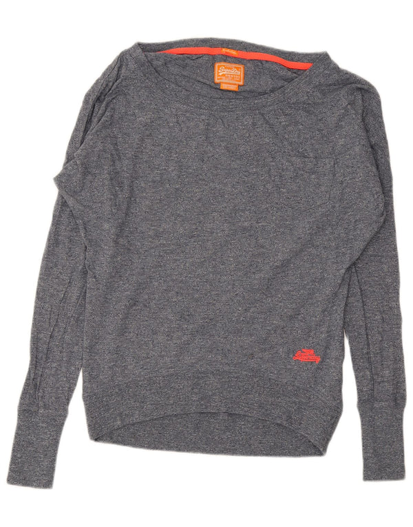 Superdry Womens Oversized Sweatshirt Jumper UK 6 XS Grey Flecked Cotton