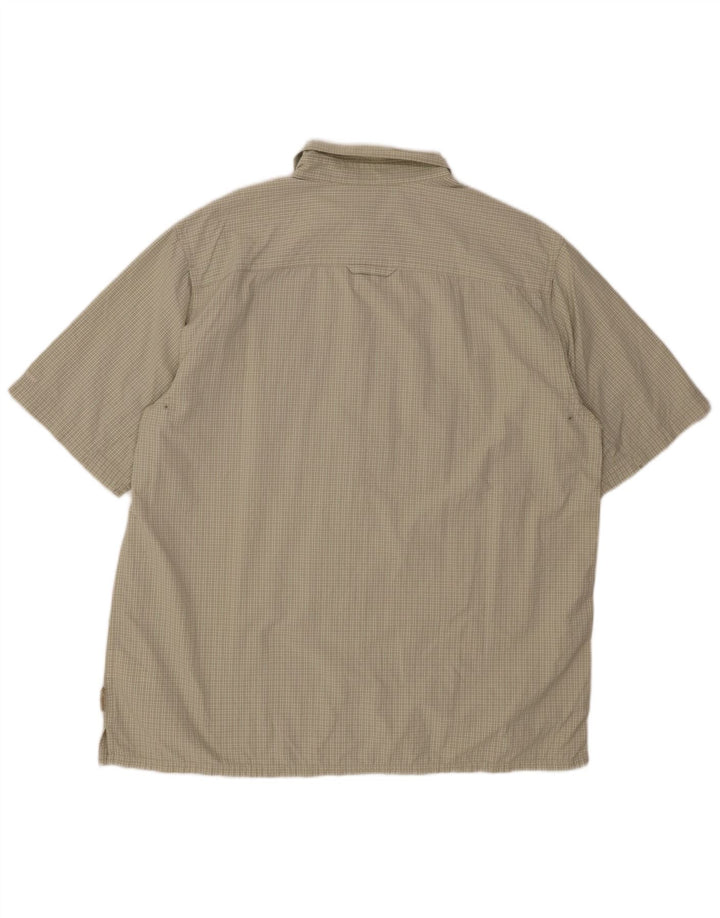 COLUMBIA Mens Titanium Short Sleeve Shirt XL Green Check Nylon