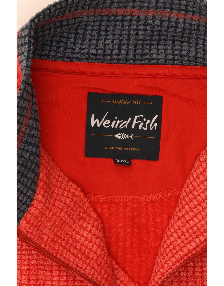 Weird Fish Mens Zip Neck Sweatshirt Jumper 3XL Red Polyester