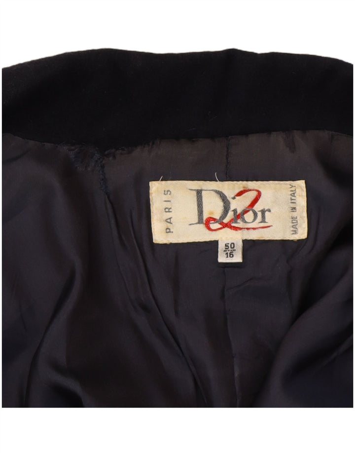 Christian Dior Womens Double Breasted Blazer Jacket UK 16 Large Navy Blue
