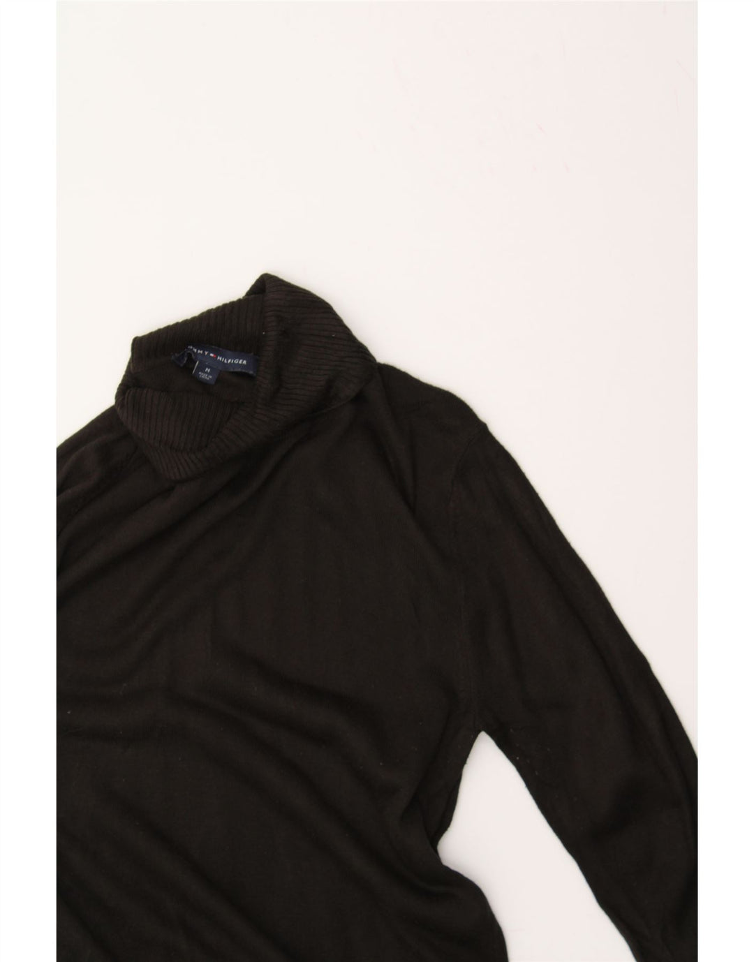 TOMMY HILFIGER Womens Roll Neck Jumper Sweater UK 12 Medium Black Vintage Tommy Hilfiger and Second-Hand Tommy Hilfiger from Messina Hembry 