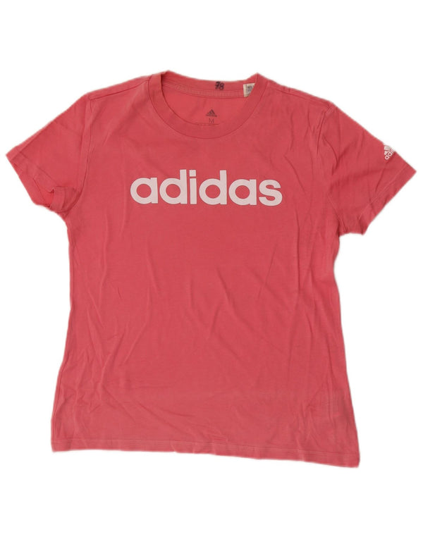 Adidas Womens Graphic T-Shirt Top UK 12/14 Medium Pink Cotton