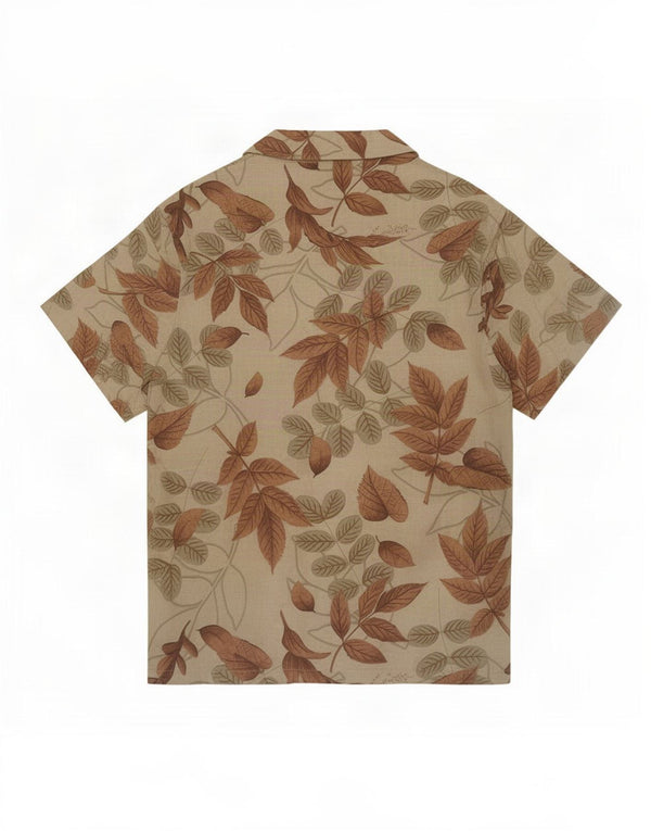 French Connection Mens Short Sleeve Shirt Large Khaki Floral Viscose