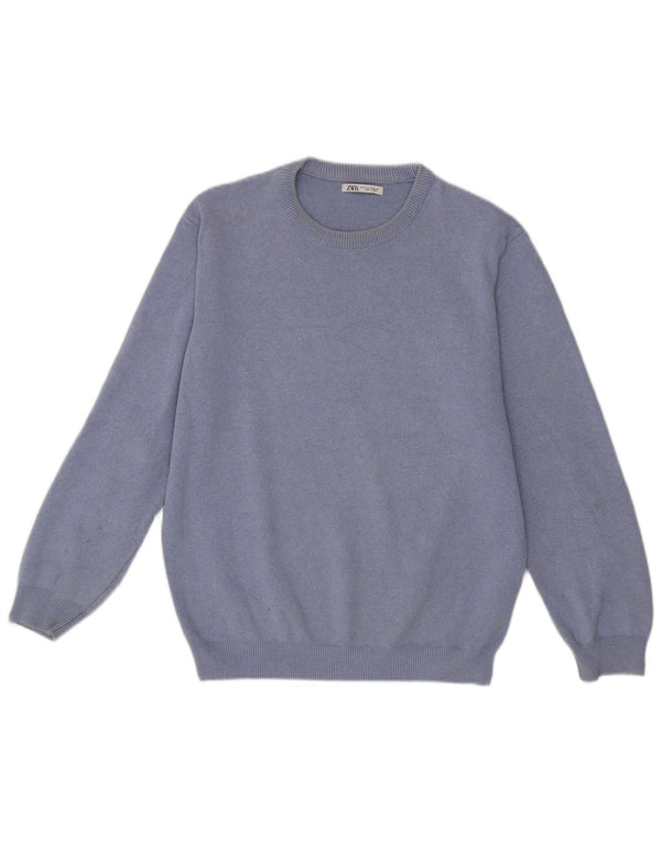 Zara Mens Crew Neck Jumper Sweater Medium Blue