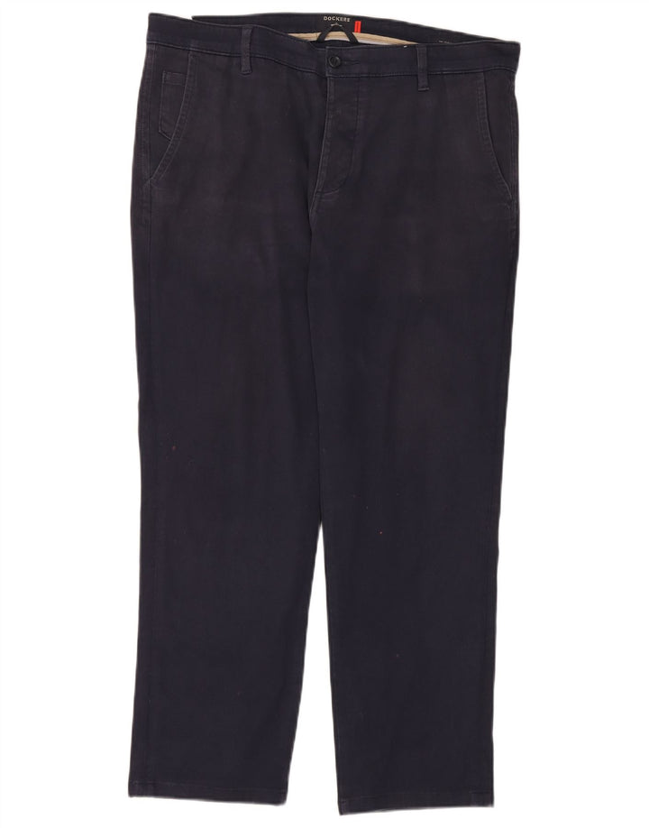 DOCKERS Mens Straight Chino Trousers W34 L27 Navy Blue Cotton