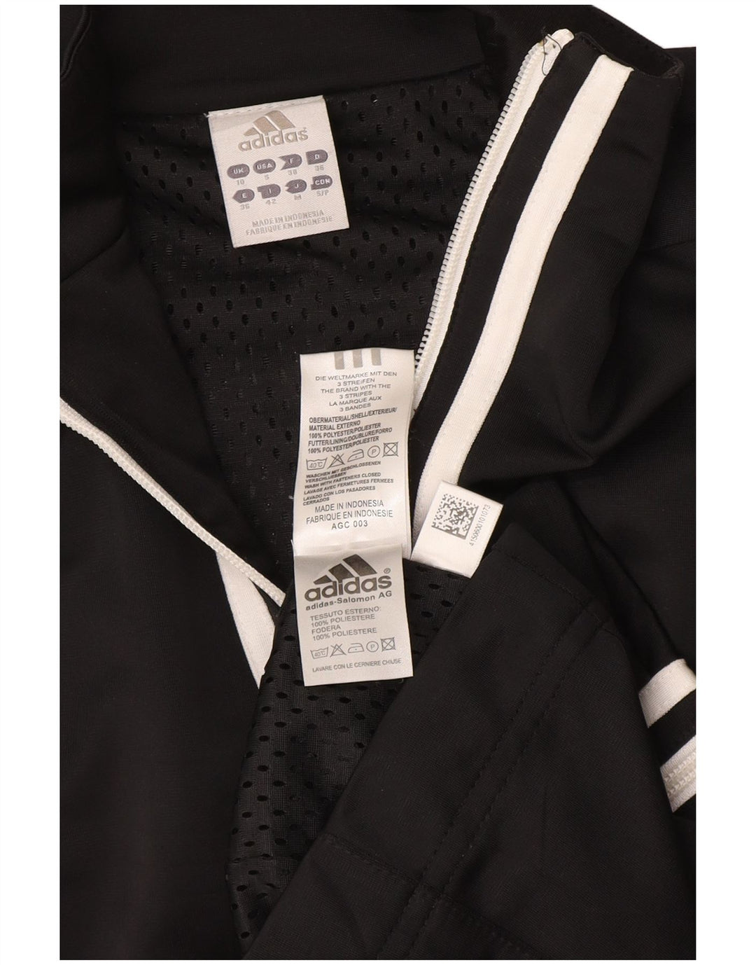 Adidas Womens Tracksuit Top Jacket UK 10 Small Black Polyester