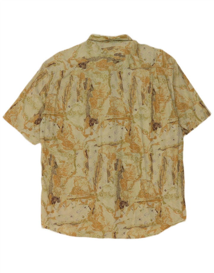 Rodrigo Mens Abstract Pattern Short Sleeve Shirt Size 42 Large Green Cotton