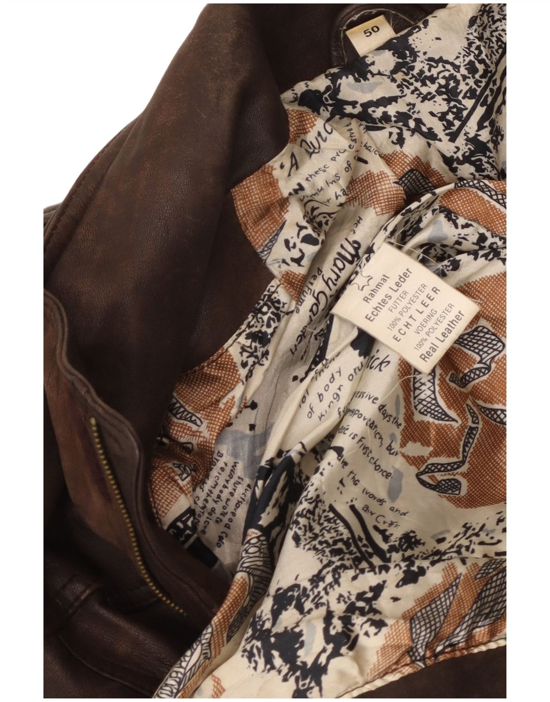 VINTAGE Mens Leather Coat EU 50 Large Brown Leather