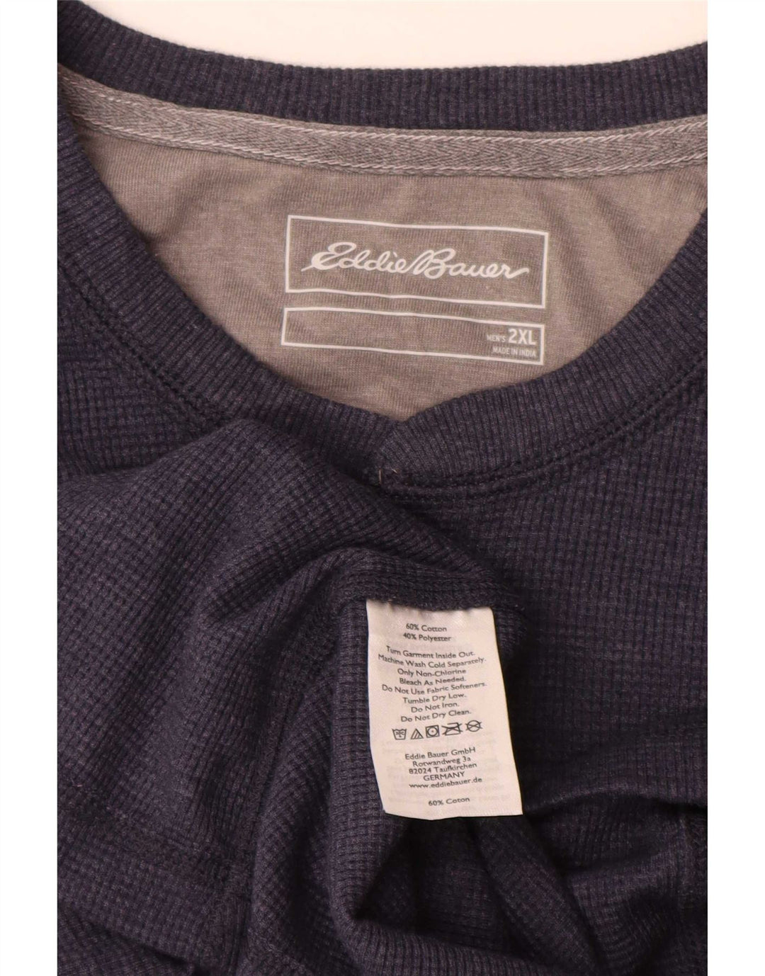 Eddie Bauer Mens Top Long Sleeve 2XL Navy Blue Cotton
