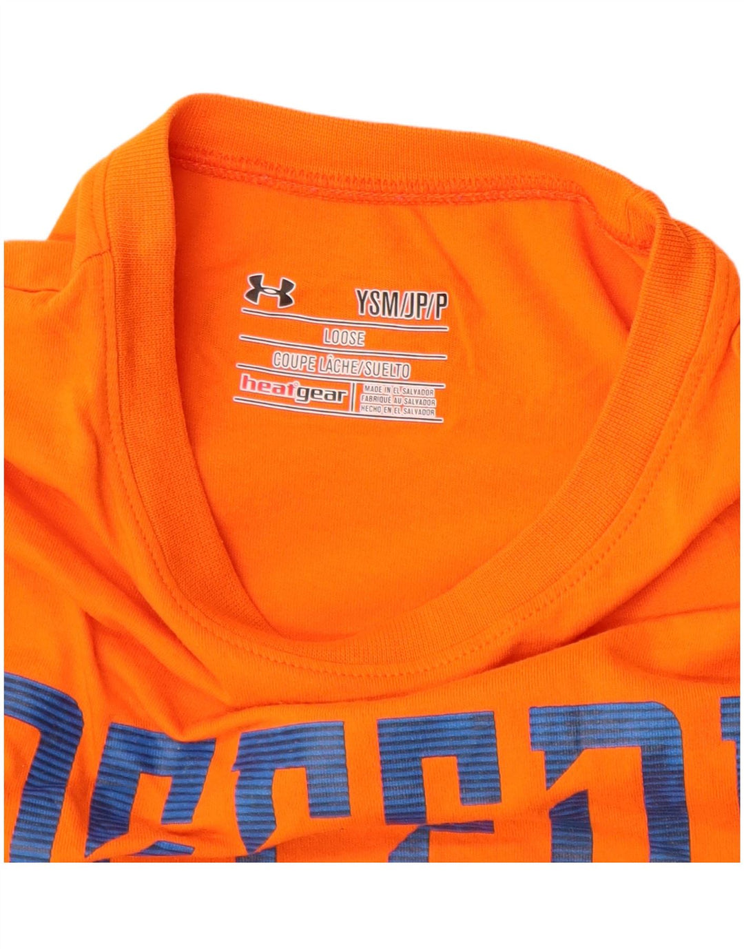 UNDER ARMOUR Boys loose Graphic T-Shirt Top 7-8 Years Small  Orange Cotton