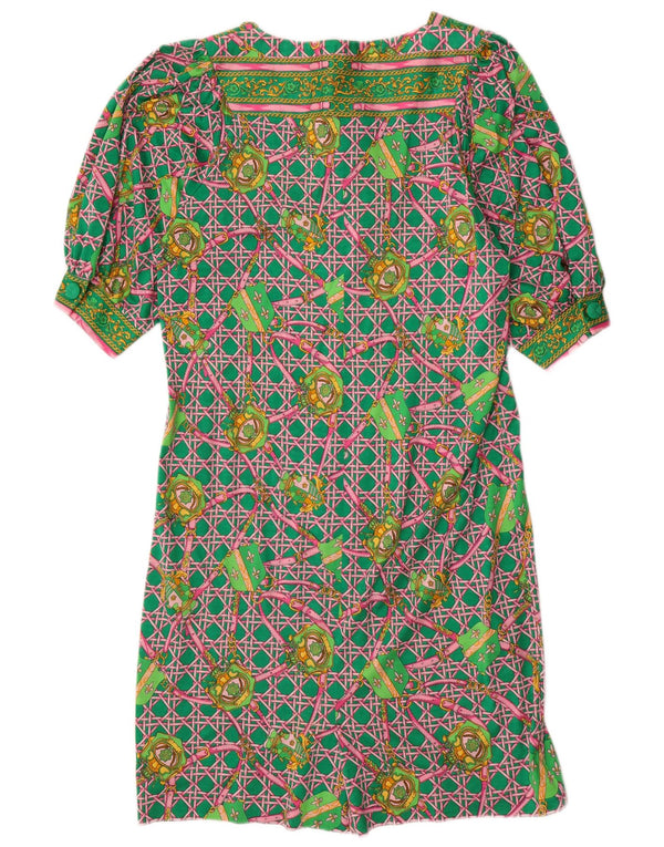LIOLA Womens Oversized Abstract Pattern Shift Dress UK 10 Small Green