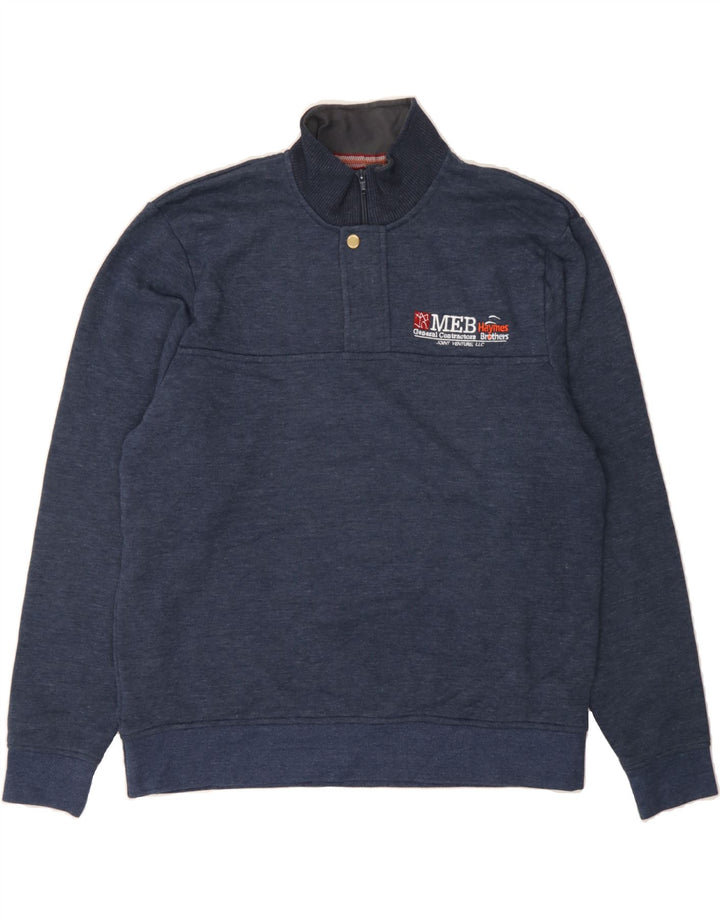 ORVIS Mens Graphic Zip Neck Sweatshirt Jumper Large Blue Cotton Vintage Orvis and Second-Hand Orvis from Messina Hembry 
