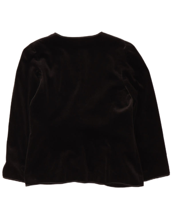 Your Sixth Sense Womens Open Velvet Blazer Jacket EU 42 Large Black