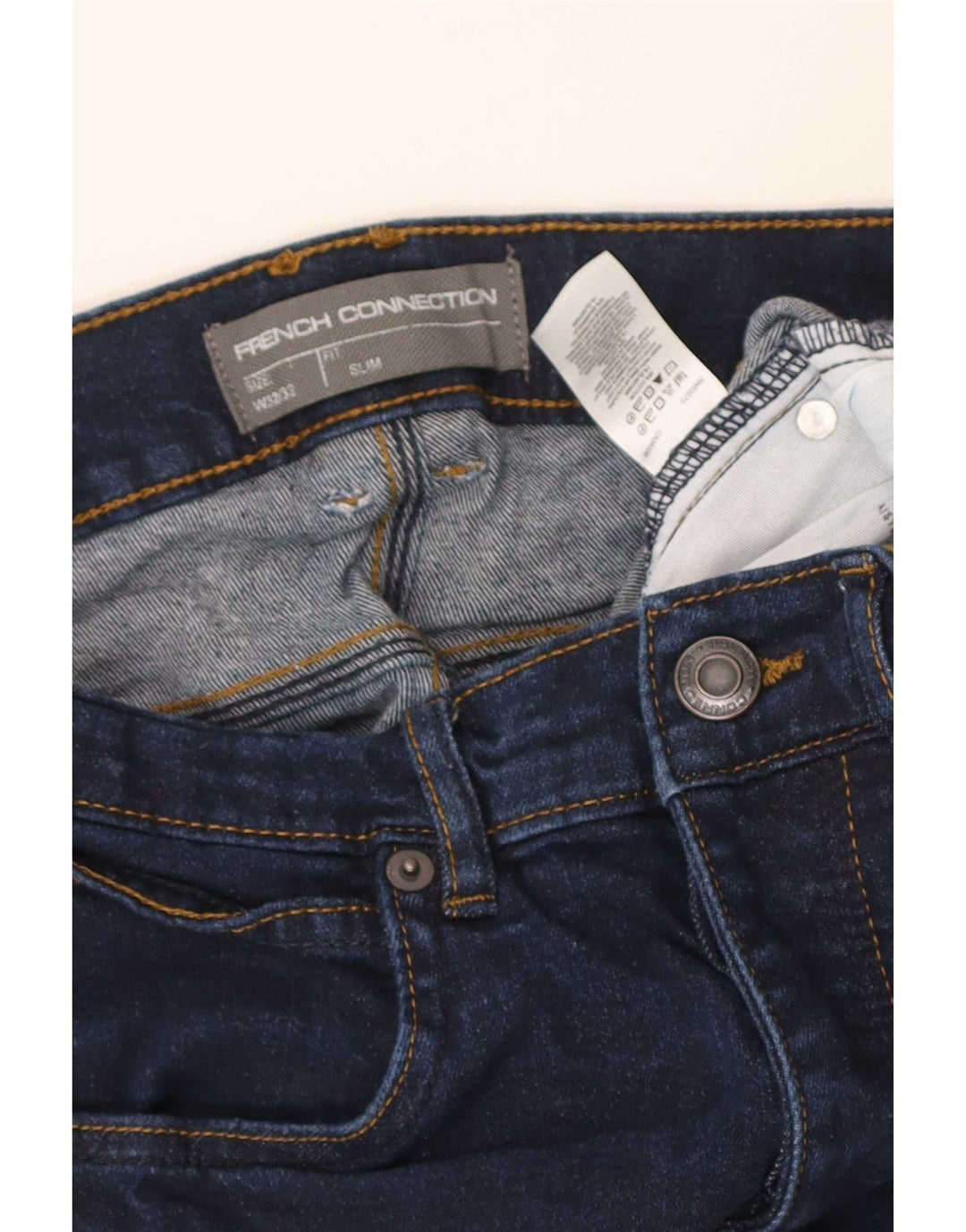 French Connection Mens Slim Jeans W32 L24 Navy Blue Cotton