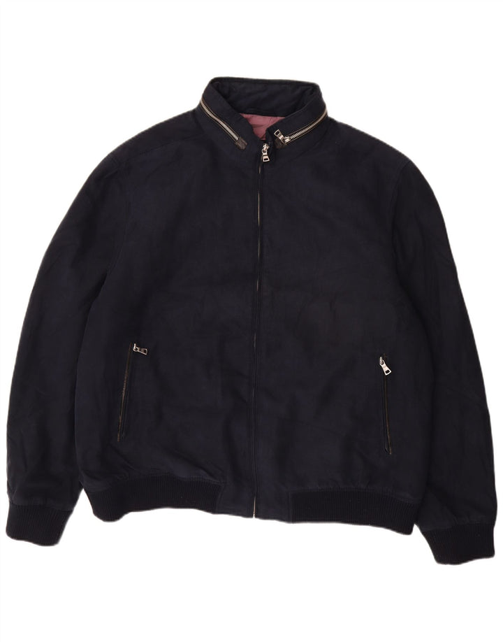 Vintage Mens Bomber Jacket UK 44 2XL Navy Blue